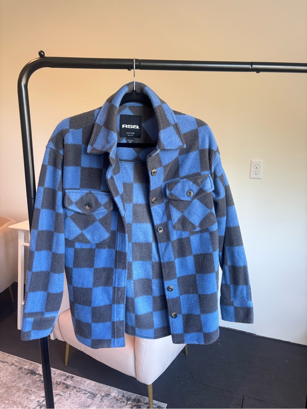 RSQ Men's Blue & Gray Check Shacket